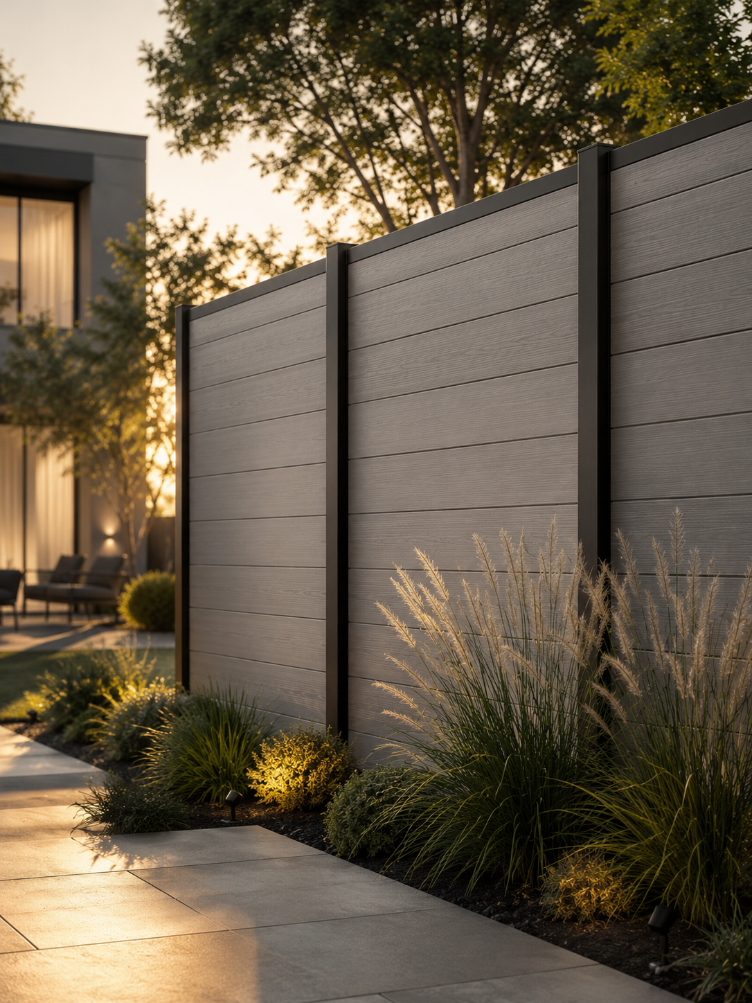 Composite fencing in a modern yard