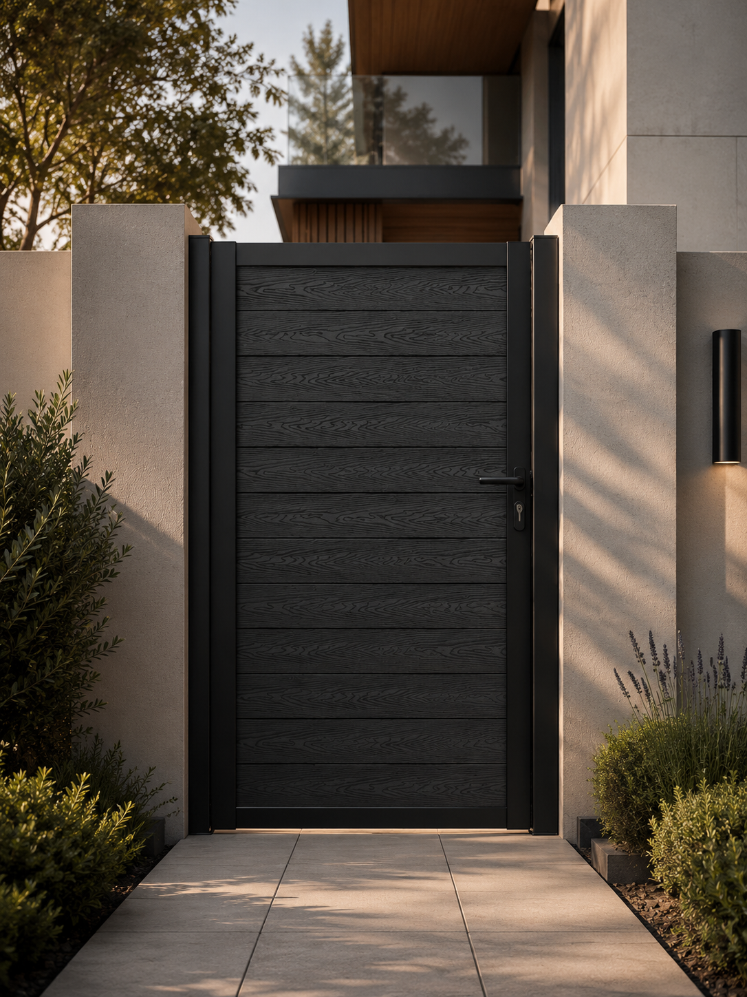 Modern gate with composite infill