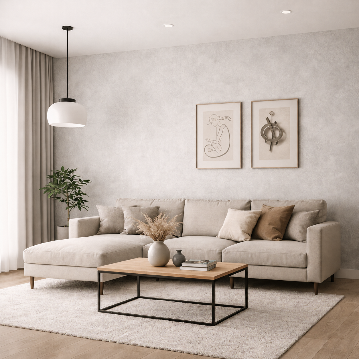 Concrete Light SPC wall panel lifestyle render